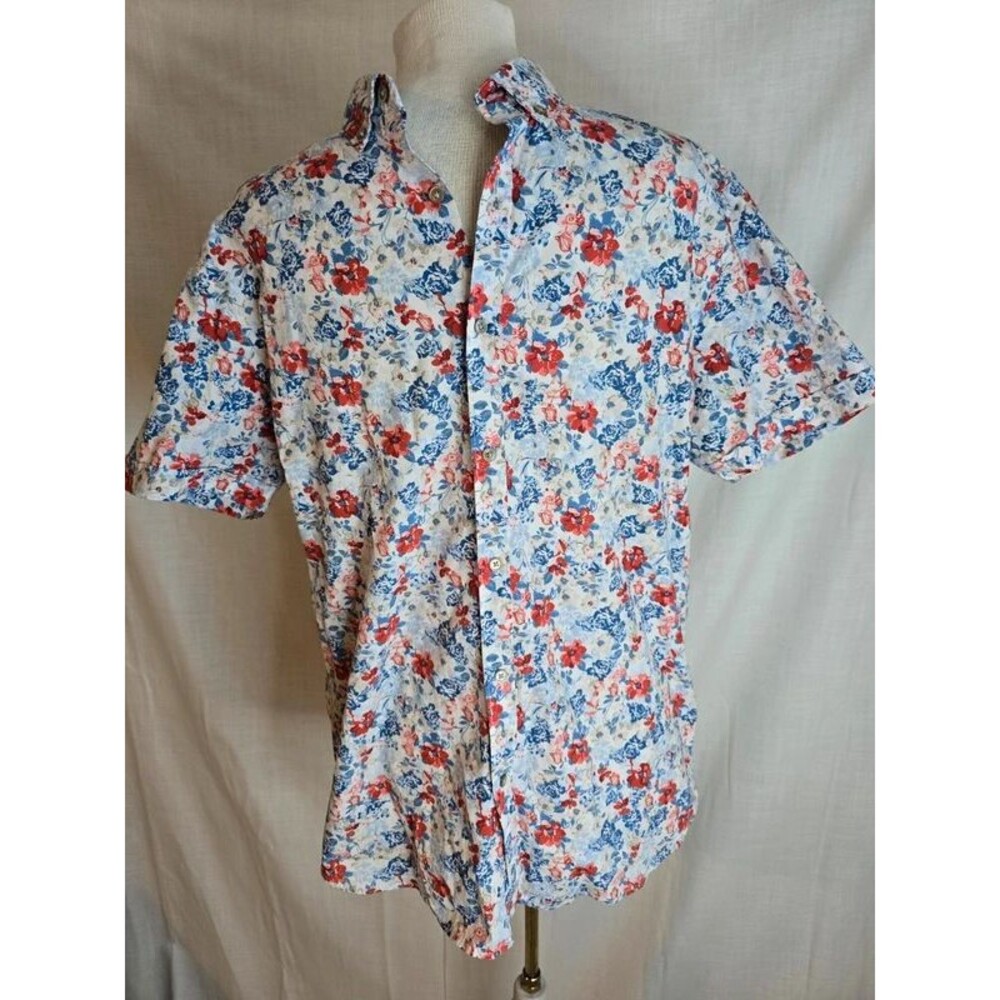 Cactus Man Ricky Singh Floral Short Sleeve Button Down Shirt Size M